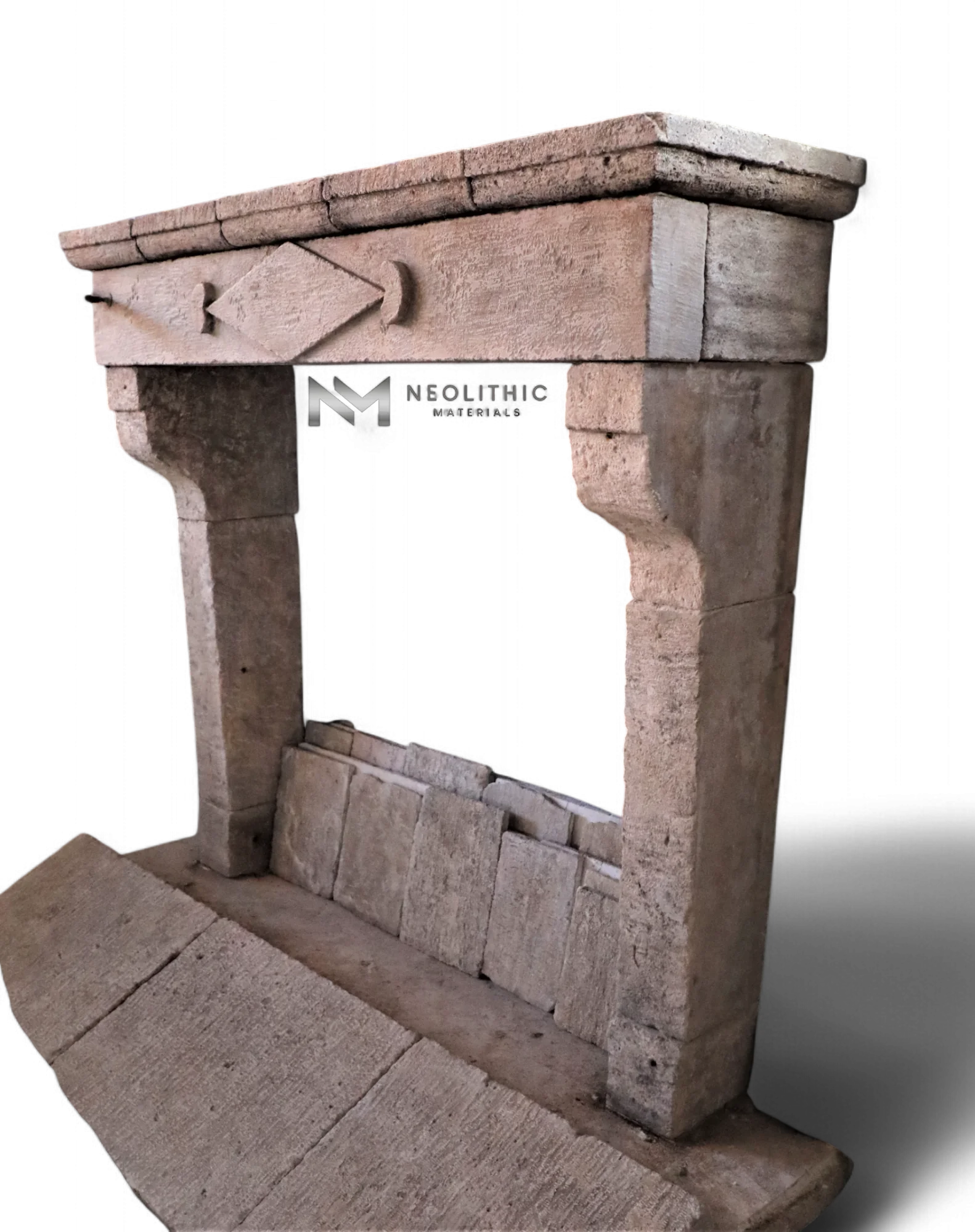 Reclaimed Limestone Fireplace - Image 2